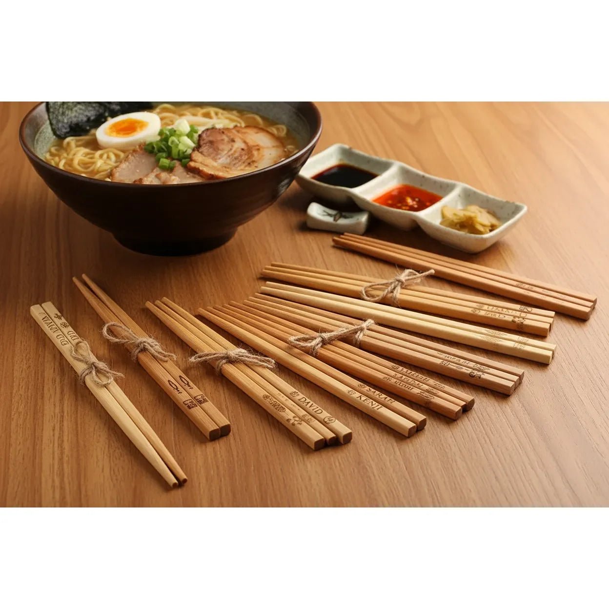 Baguettes en Bambou Personnalisables 🥢 | L'Accessoire Ultime K - Food & Ramen | Cadeau Unique & Branding Pro - Pikaonoodles3