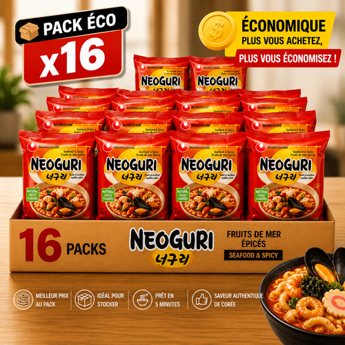 Nongshim Neoguri – Le secret du Ram-don (Parasite) – Pack 16 Nouilles Udon Épicées