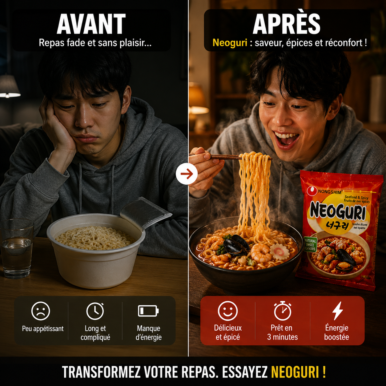 Nongshim Neoguri – Le secret du Ram-don (Parasite) – Pack 16 Nouilles Udon Épicées