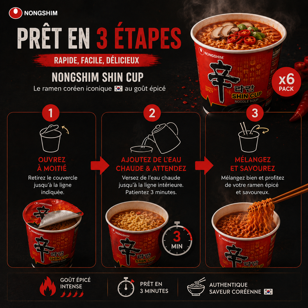 🔥 Nongshim Shin Cup x6 - Le Ramen Coréen Viral que PERSONNE ne finit (Challenge TikTok)