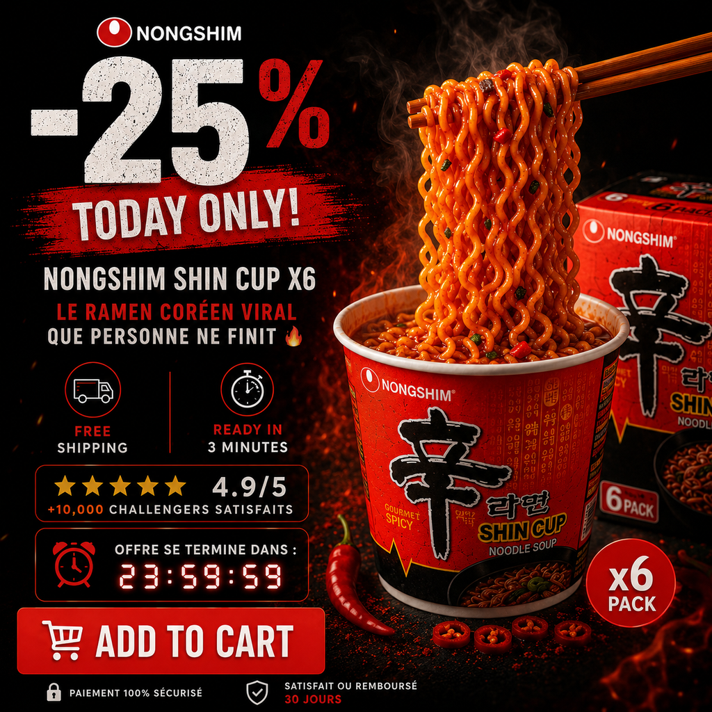🔥 Nongshim Shin Cup x6 - Le Ramen Coréen Viral que PERSONNE ne finit (Challenge TikTok)