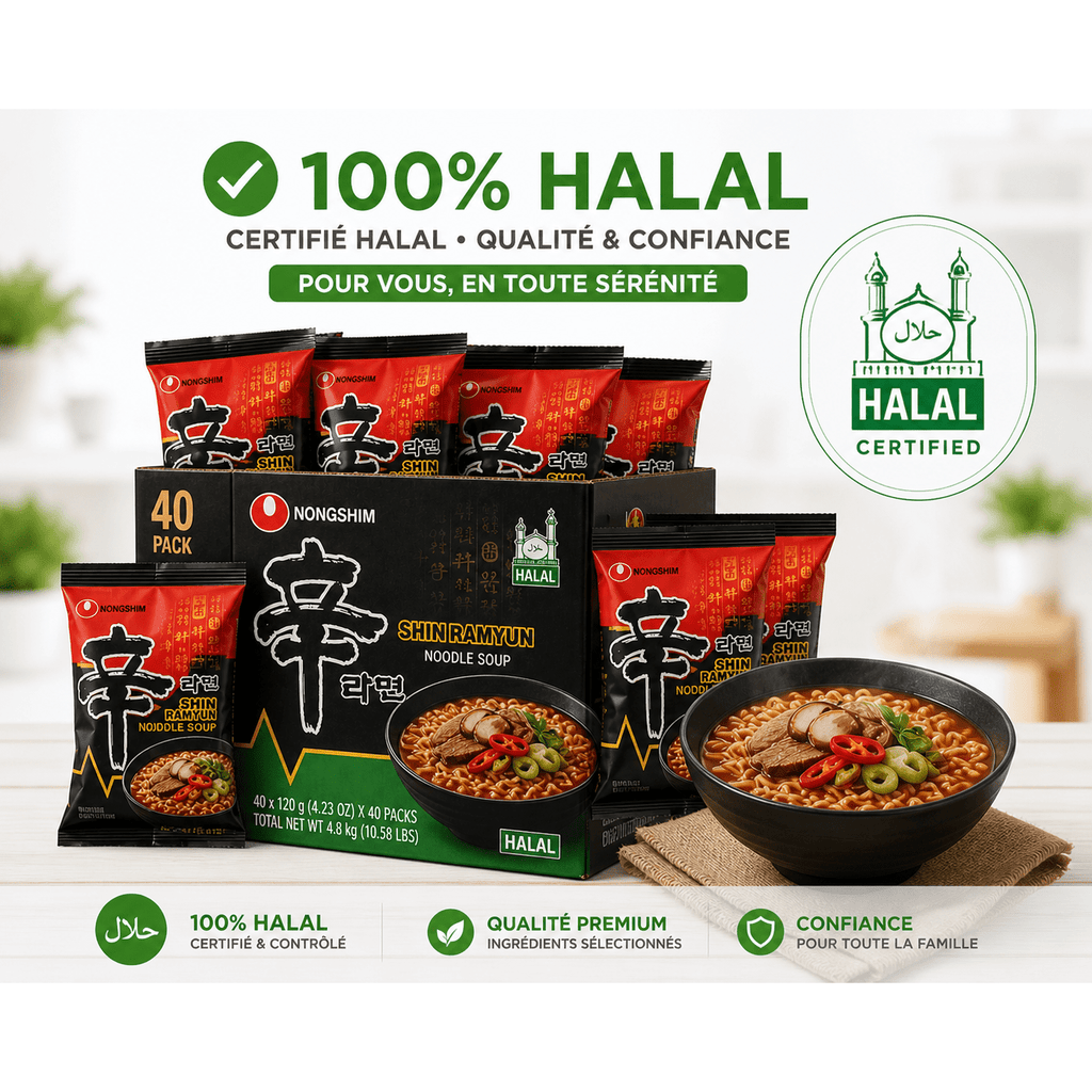 Nongshim Shin Ramyun 🟢 HALAL | Pack Éco 40 Sachets | Le Ramyun Coréen N°1 Authentique - PikaonoodlesNongshim Shin Ramyun 🟢 HALAL | Pack Éco 40 Sachets | Le Ramyun Coréen N°1 Authentique