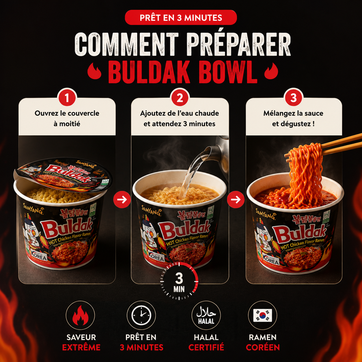 Ramen Samyang Buldak 🔥 Extreme Spicy – Certifié Halal ✅
