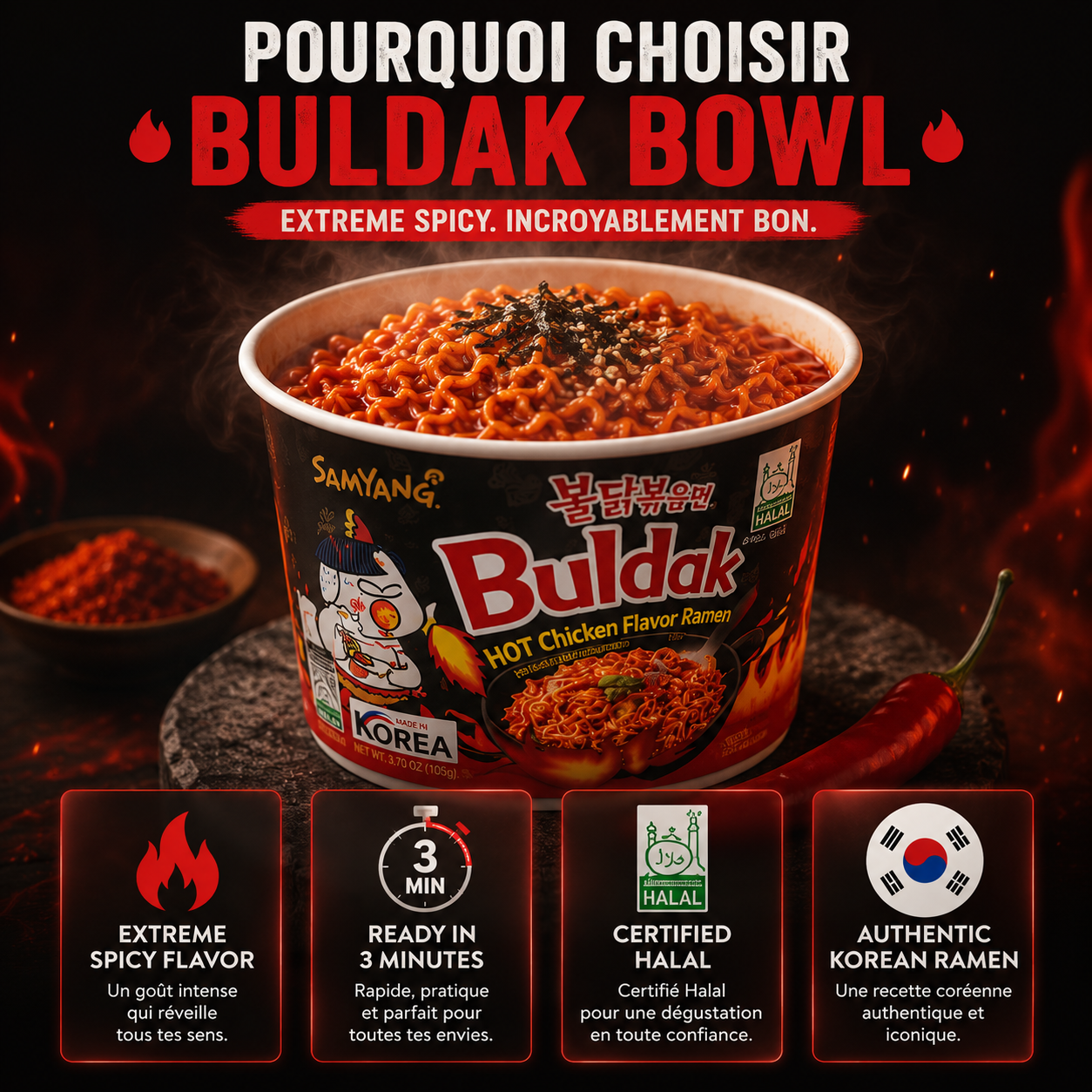 Ramen Samyang Buldak 🔥 Extreme Spicy – Certifié Halal ✅