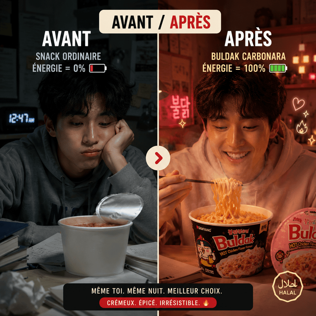 Samyang Buldak Carbonara — Le Ramen Coréen Viral Big Bowl 105g certifié Halal | Épicé & Crémeux en 4 Min - PikaonoodlesSamyang Buldak Carbonara — Le Ramen Coréen Viral Big Bowl 105g certifié Halal | Épicé & Crémeux en 4 Min