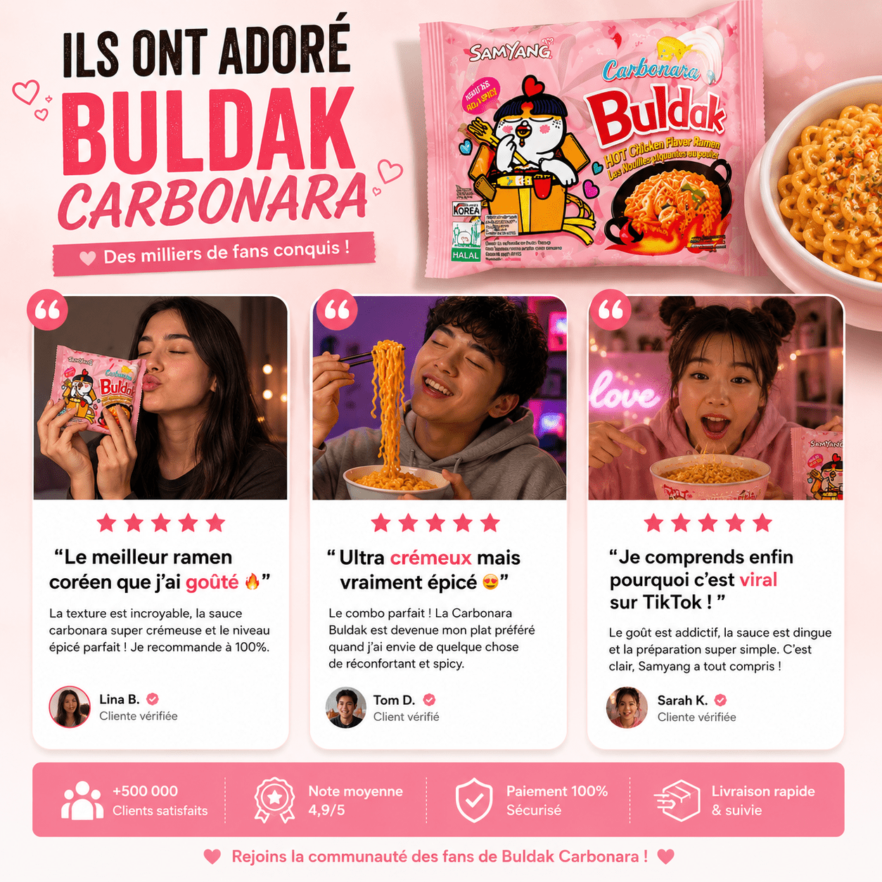 Samyang Buldak Carbonara 🌶️🧀 | 100% Halal Certifié | Le Ramen Viral & Crémeux - PikaonoodlesSamyang Buldak Carbonara 🌶️🧀 | 100% Halal Certifié | Le Ramen Viral & Crémeux