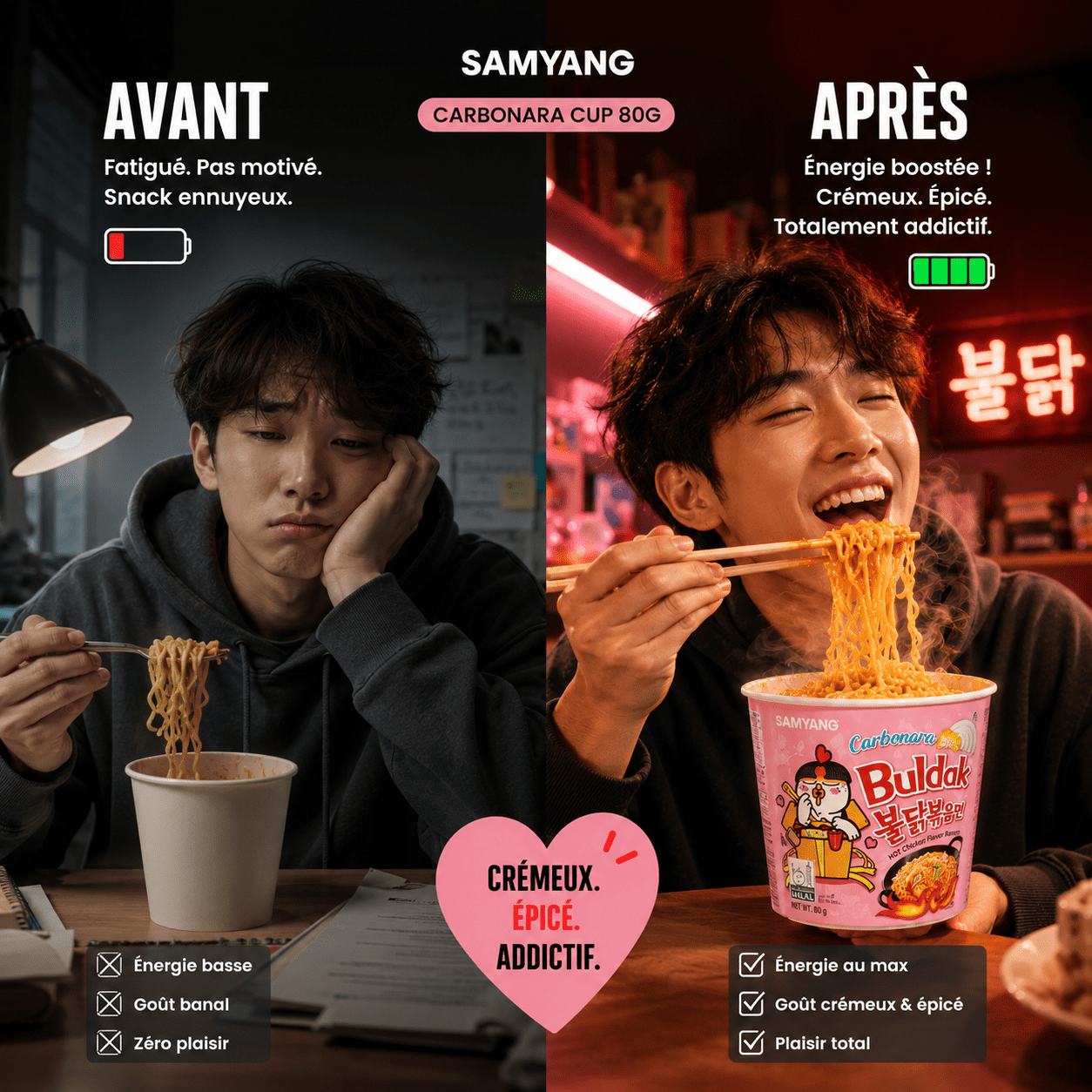 Samyang Buldak Carbonara (Cup 80 g) – Crémeux & Épicé, prêt en 3 min - PikaonoodlesSamyang Buldak Carbonara (Cup 80 g) – Crémeux & Épicé, prêt en 3 min