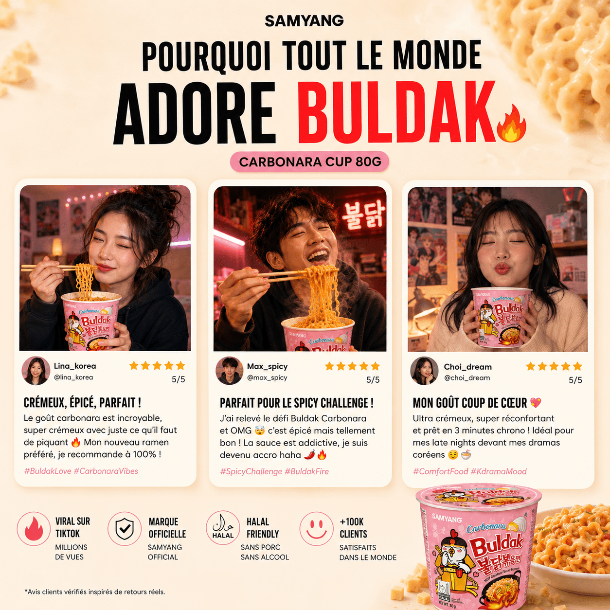 Samyang Buldak Carbonara (Cup 80 g) – Crémeux & Épicé, prêt en 3 min - PikaonoodlesSamyang Buldak Carbonara (Cup 80 g) – Crémeux & Épicé, prêt en 3 min
