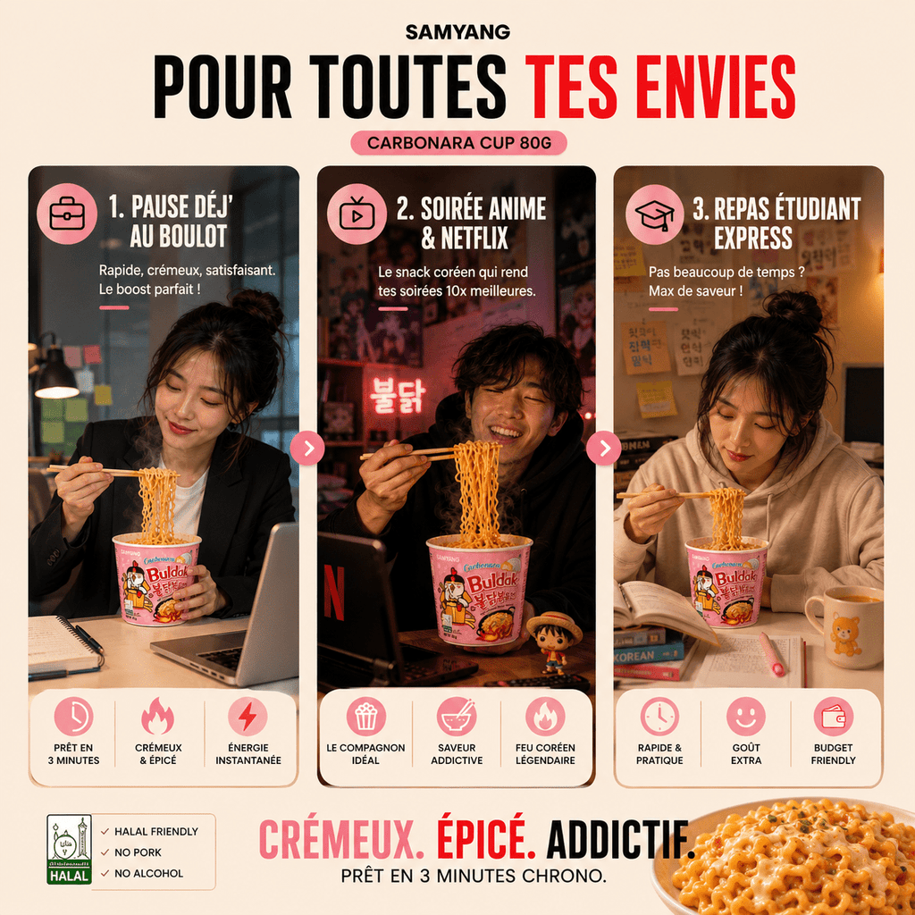 Samyang Buldak Carbonara (Cup 80 g) – Crémeux & Épicé, prêt en 3 min - PikaonoodlesSamyang Buldak Carbonara (Cup 80 g) – Crémeux & Épicé, prêt en 3 min