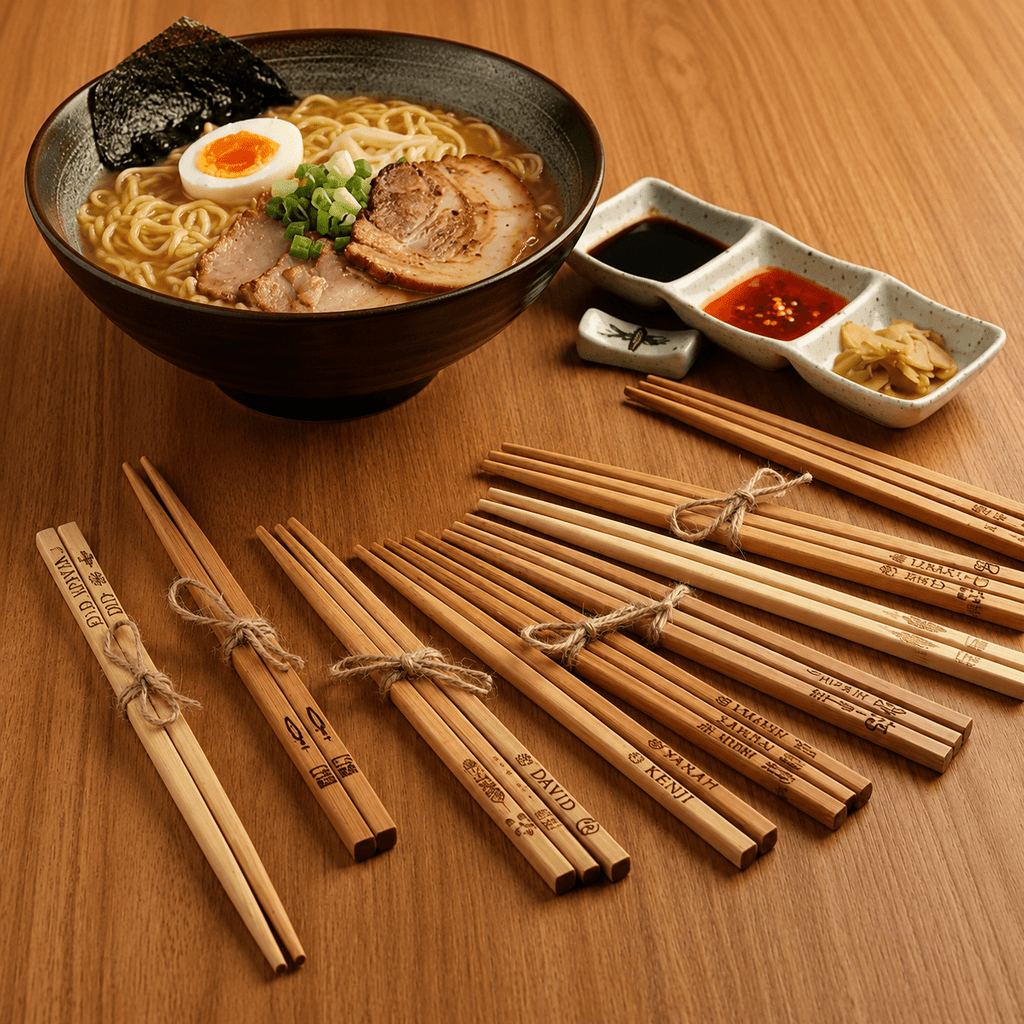 Baguettes en Bambou Personnalisables 🥢 | L'Accessoire Ultime K-Food & Ramen | Cadeau Unique & Branding Pro - PikaonoodlesBaguettes en Bambou Personnalisables 🥢 | L'Accessoire Ultime K-Food & Ramen | Cadeau Unique & Branding Pro