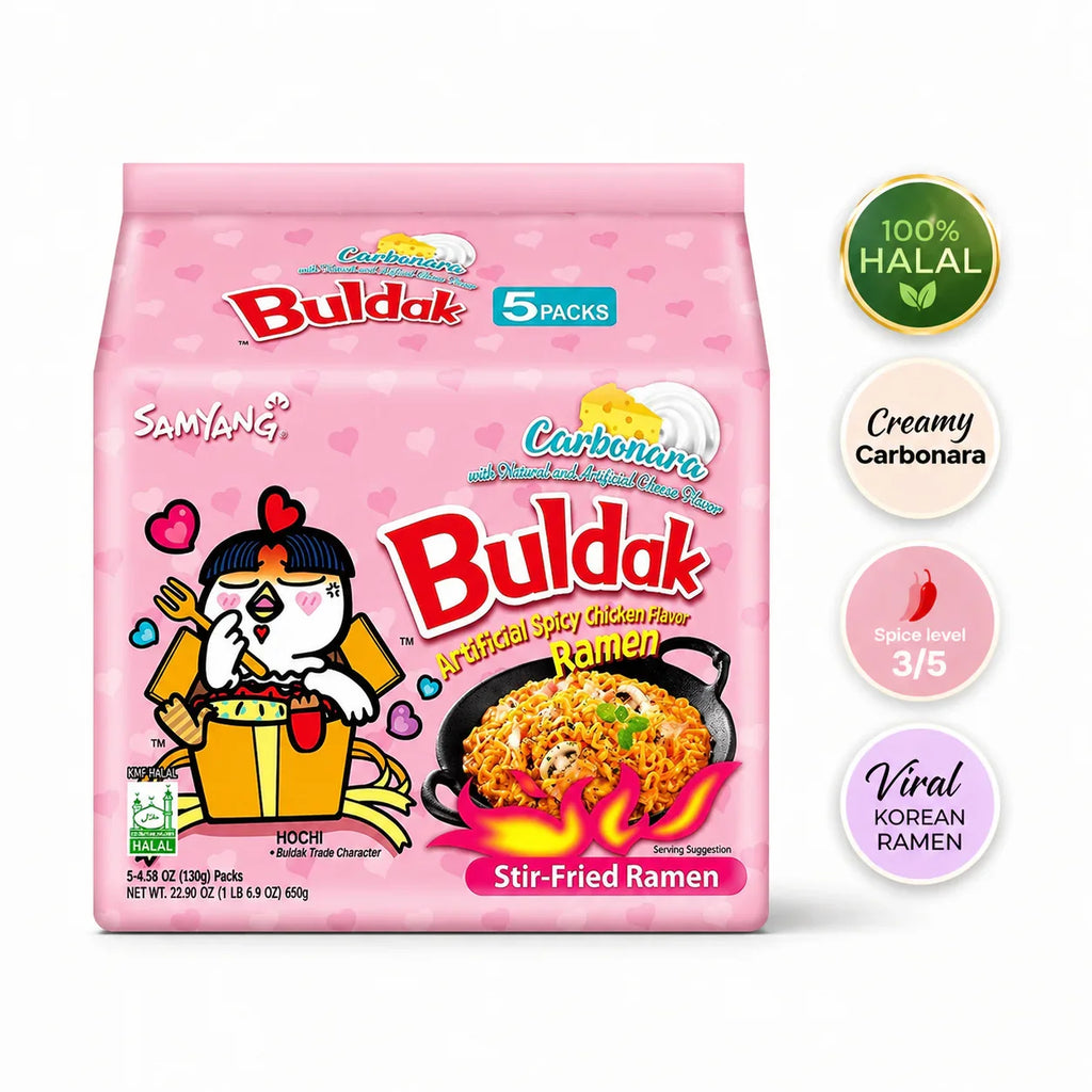 Samyang Buldak Carbonara 🌶️🧀 | 100% Halal Certifié | Le Ramen Viral & Crémeux - PikaonoodlesSamyang Buldak Carbonara 🌶️🧀 | 100% Halal Certifié | Le Ramen Viral & Crémeux