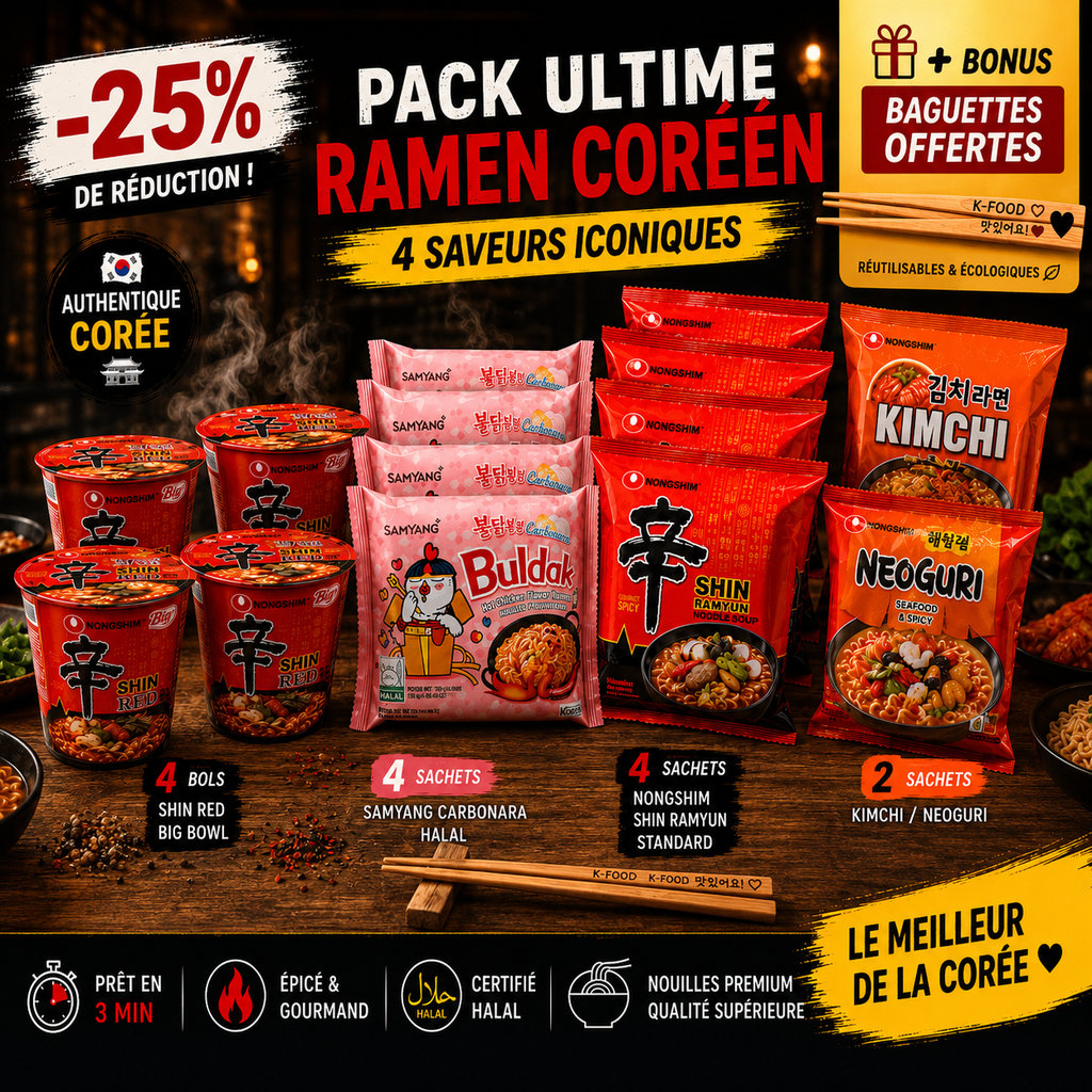 🔥 PACK FAMILLE PIKAO – 14 Repas Coréens Variés